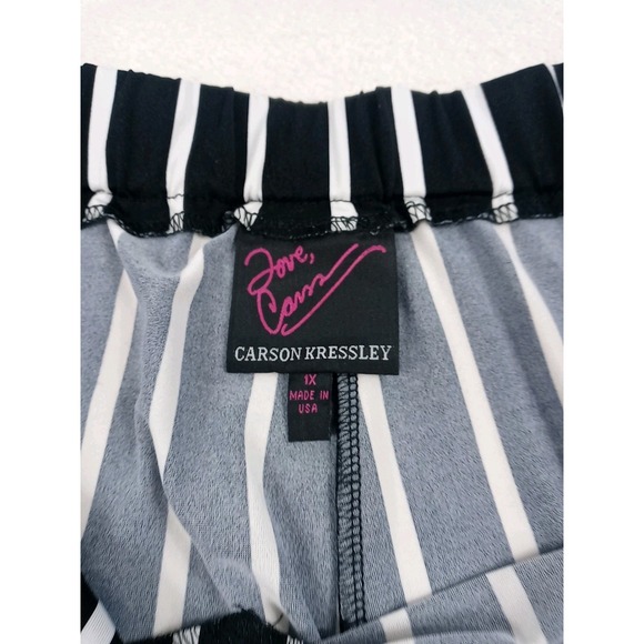 Carson Kressley Capri Pants Women's‎ Size 1X Black & White Stripe Wide Leg Pants - Picture 4 of 12